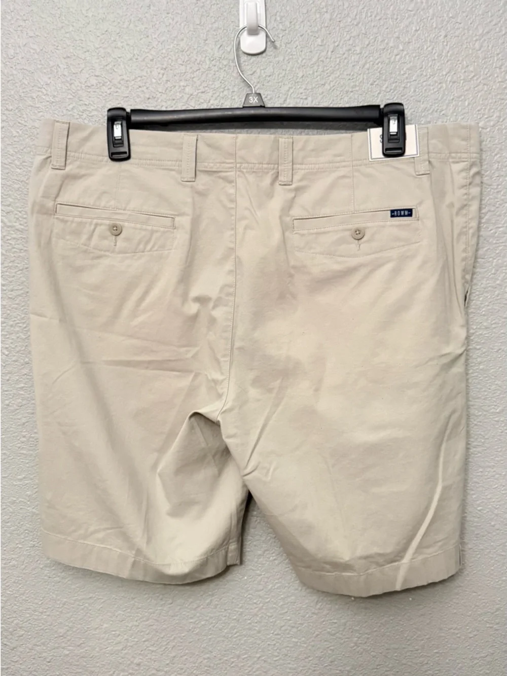 NWT ROWM Shorts Mens BIG Bermuda Flat Front Stone Chino Walking Stretch size 42